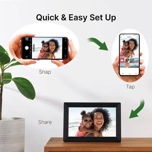 Alt view image 4 of 6 - WiFi Digital Picture Frame with FRAMEO App, 10.1 Inch HD Touch Screen Digital Photo Frame, Built-in 16GB Memory, Auto-Rotate, Share Moments Instantly from Anywhere, Gift for Friends and Family, Black