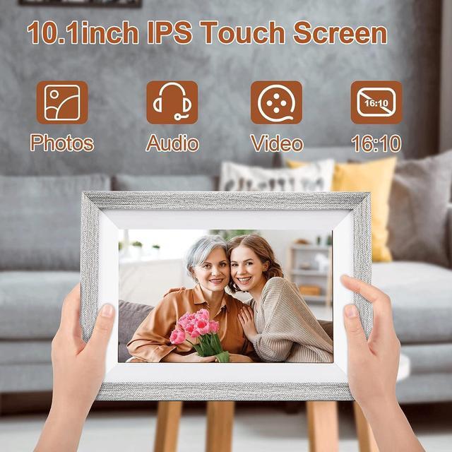 Alt view image 4 of 7 - Ciowain Digital Picture Frame,WiFi Digital Photo Frame,IPS LCD Touch Screen,16GB Storage, Auto-Rotate,Share Photos and Videos from Anywhere Instantly via FREMEO APP (10.1 Inch High-Grade Grey)