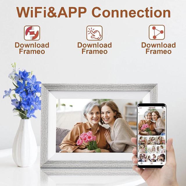 Alt view image 2 of 7 - Ciowain Digital Picture Frame,WiFi Digital Photo Frame,IPS LCD Touch Screen,16GB Storage, Auto-Rotate,Share Photos and Videos from Anywhere Instantly via FREMEO APP (10.1 Inch High-Grade Grey)