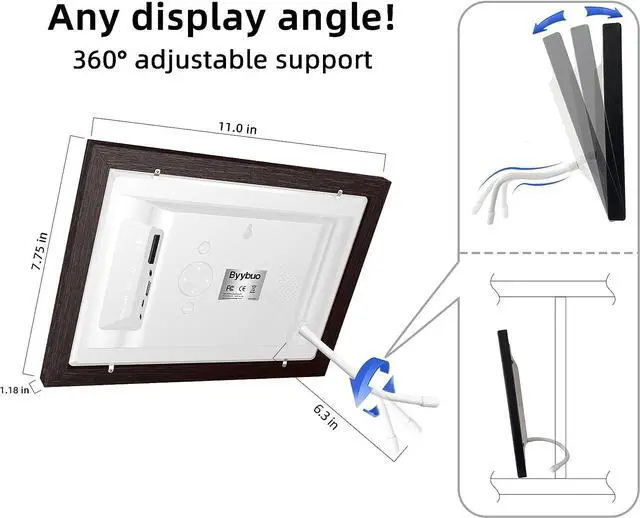 Alt view image 2 of 6 - BYYBUO 10.1 inch WiFi Digital Photo Frame, 1280 * 800 IPS Touch Screen Digital Picture Frame,16G-Walnut,Share Photos or Videos via Frameo APP, Gift for Friends and Family, Welcome to consult