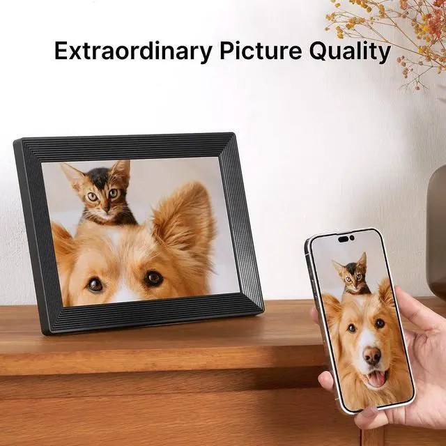 Alt view image 3 of 6 - WiFi Digital Picture Frame with FRAMEO App, 10.1 Inch HD Touch Screen Digital Photo Frame, Built-in 16GB Memory, Auto-Rotate, Share Moments Instantly from Anywhere, Gift for Friends and Family, Black