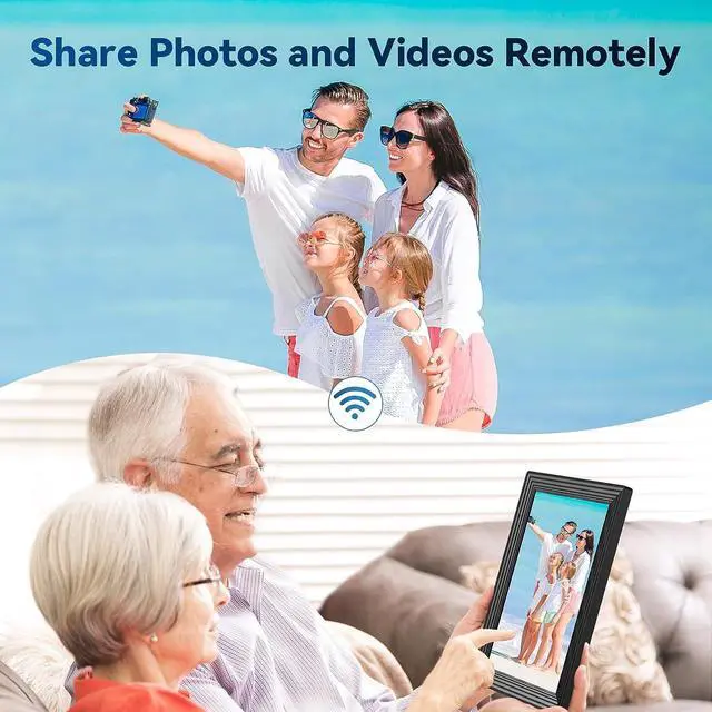 Alt view image 2 of 7 - Frameo WiFi Digital Picture Frame, 10.1 Inch Smart Digital Photo Frame with 16GB Storage 1280x800 IPS HD Touch Screen, Auto-Rotate, Easy Setup to Share Photos or Videos Remotely via App from Anywhere
