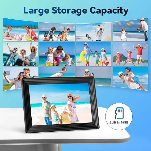 Alt view image 5 of 7 - Frameo WiFi Digital Picture Frame, 10.1 Inch Smart Digital Photo Frame with 16GB Storage 1280x800 IPS HD Touch Screen, Auto-Rotate, Easy Setup to Share Photos or Videos Remotely via App from Anywhere