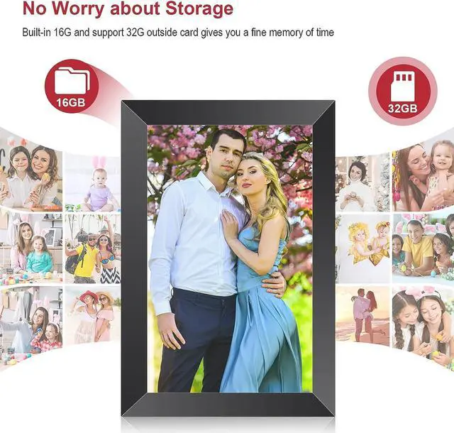 Alt view image 3 of 6 - FRAMEO Digital Picture Frame 10.1 Inch, WiFi Digital Photo Frame 1280 * 800 FHD IPS Touch Screen with 16GB Storage, Wall Mountable, Auto-Rotate, Share Photos and Videos via App from Anywhere