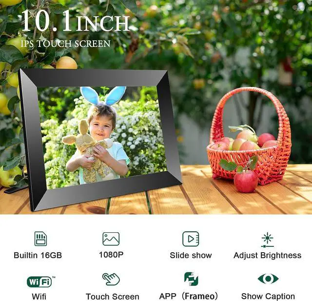 Alt view image 5 of 6 - FRAMEO Digital Picture Frame 10.1 Inch, WiFi Digital Photo Frame 1280 * 800 FHD IPS Touch Screen with 16GB Storage, Wall Mountable, Auto-Rotate, Share Photos and Videos via App from Anywhere