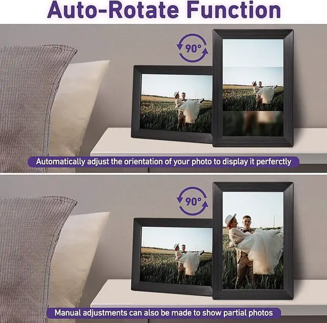 Alt view image 2 of 7 - FRAMEO 10.1 inch WiFi Digital Photo Frame 1280x800 HD IPS Touch Screen, Digital Picture Frame with 32GB Internal Memory, Auto-Rotate, via Frameo App from Anywhere, Black, Welcome to consult