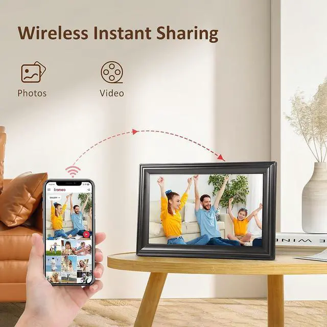 Alt view image 3 of 6 - Canupdog WiFi Digital Picture Frame 10.1 Inch, 1080P IPS Touch Screen Digital Photo Frame with 16GB Memory, Auto-Rotate, Wall Mountable, Instantly Send Photos or Videos from Anywhere via Frameo App