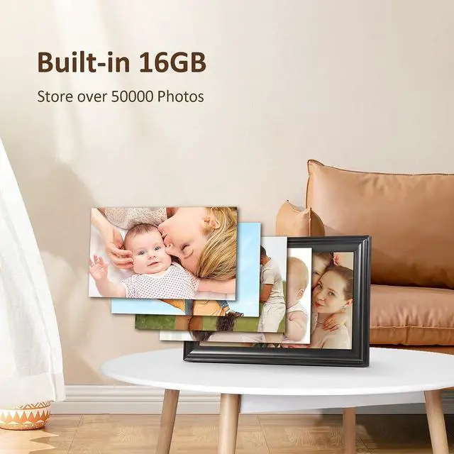 Alt view image 6 of 6 - Canupdog WiFi Digital Picture Frame 10.1 Inch, 1080P IPS Touch Screen Digital Photo Frame with 16GB Memory, Auto-Rotate, Wall Mountable, Instantly Send Photos or Videos from Anywhere via Frameo App