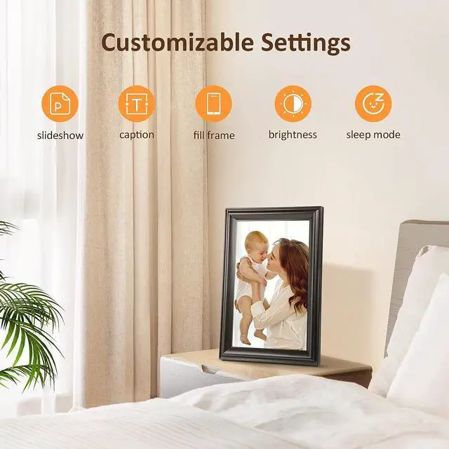 Alt view image 5 of 6 - Canupdog WiFi Digital Picture Frame 10.1 Inch, 1080P IPS Touch Screen Digital Photo Frame with 16GB Memory, Auto-Rotate, Wall Mountable, Instantly Send Photos or Videos from Anywhere via Frameo App