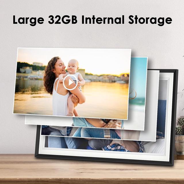 Alt view image 4 of 7 - Digital Picture Frame Large 15.6 Inch, Mvgges WiFi Digital Photo Frame 32GB with 1920 * 1080 IPS Full HD Touchscreen, Wall-mountable, Share Photos and Videos Instantly from Anywhere via Free App