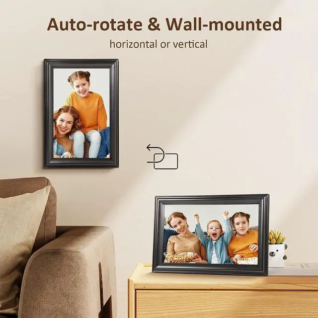 Alt view image 4 of 6 - Canupdog WiFi Digital Picture Frame 10.1 Inch, 1080P IPS Touch Screen Digital Photo Frame with 16GB Memory, Auto-Rotate, Wall Mountable, Instantly Send Photos or Videos from Anywhere via Frameo App