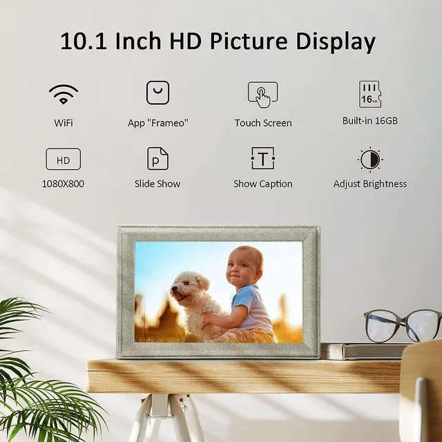 Alt view image 5 of 7 - Digital Photo Frame 10.1 Inch WiFi Digital Picture Frame IPS HD Touch Screen Smart Cloud Photo Frame with 16GB Storage, Auto-Rotate, Share Photos or Videos Instantly from Anywhere via Frameo App