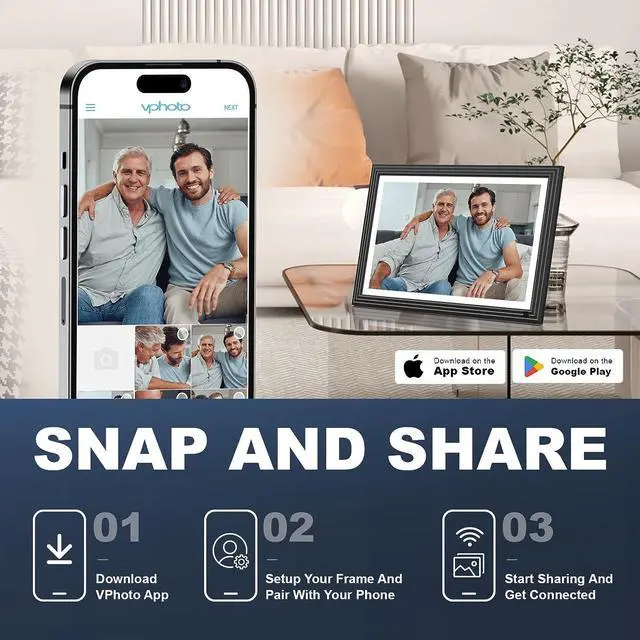 Alt view image 2 of 7 - Arktronic 10.1 Inch Digital Picture Frame 32GB, WiFi Digital Photo Frame with HD IPS Touch Screen, Smart Electronic Picture Frame, Instantly Share Photos/Videos via App & Email,Gift for Grandparents