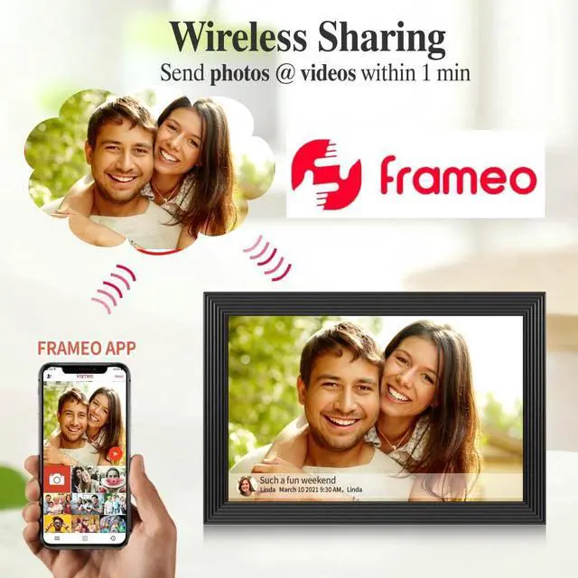 Alt view image 2 of 6 - Digital Picture Frames Load from Phone, Frameo 10.1 inch Smart WiFi Digital Photo Frames You Can Send Pictures to, 1280x800 IPS LCD Touch Screen, Built in 32GB, Gift for Friends and Family