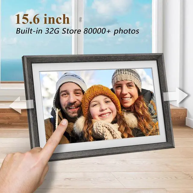 Alt view image 4 of 7 - FRAMEO 15.6 Inch 32GB WiFi Digital Photo Frame 1920 * 1080 IPS FHD Touch Screen Smart Digital Picture Frame, Wall Mountable, Auto-Rotate, Share Moments Instantly via Frameo App from Anywhere