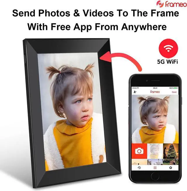 Alt view image 2 of 6 - Feelcare 10.1 Inch WiFi Digital Picture Frame, Send Photos or Videos Instantly from Anywhere Via APP, Touch Screen, 1920X1200 Full HD IPS Display, 5GHZ WiFi, Built-in 16GB Storage, Welcome to consult