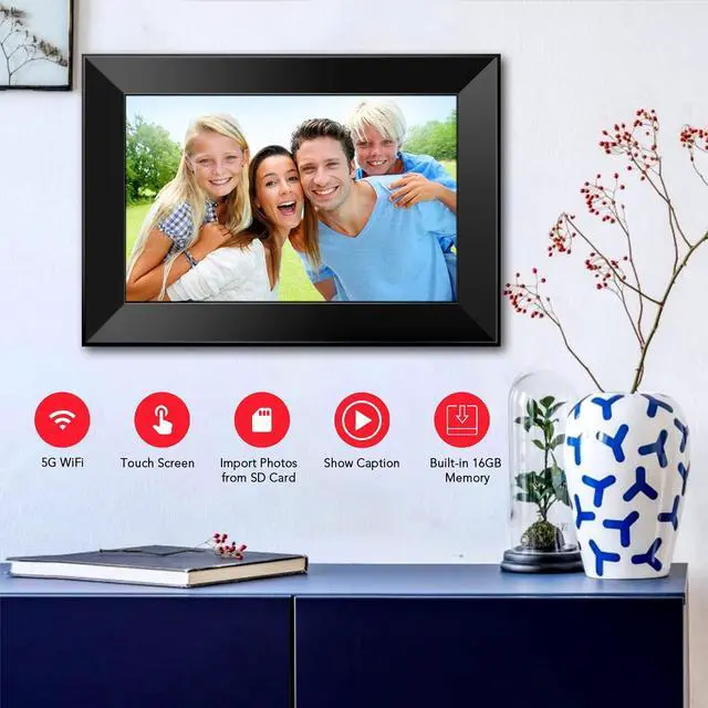 Alt view image 6 of 6 - Feelcare 10.1 Inch WiFi Digital Picture Frame, Send Photos or Videos Instantly from Anywhere Via APP, Touch Screen, 1920X1200 Full HD IPS Display, 5GHZ WiFi, Built-in 16GB Storage, Welcome to consult