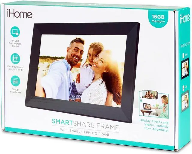 Alt view image 6 of 6 - iHome WiFi Digital Picture Frame Compatible with Frameo App, 16G Digital Photo Frame with Secure Image Sharing for Tabletop or Wall Mount  Black (IPF1016B), Welcome to consult