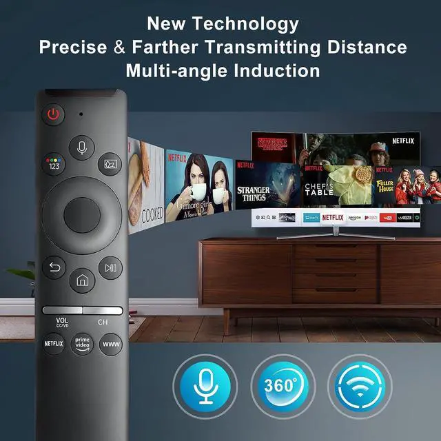 Alt view image 6 of 7 - Voice Remote Compatible for Samsung Smart TV QLED UHD Frame Curved Solar 4K 8K Q60 Q70 TU700D TU7000 8 Series 9 Series TU8000 AU8000 Voice Remote Control Replacement, Welcome to consult