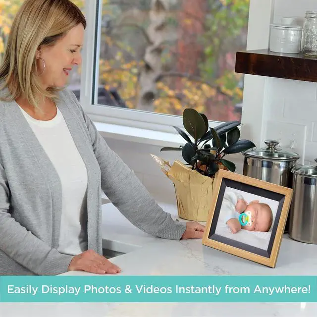 Alt view image 2 of 5 - iHome WiFi Digital Picture Frame Compatible with Frameo App, 32G Digital Photo Frame with Secure Image Sharing for Tabletop or Wall Mount  Oak Wood (IPF1032OW), Welcome to consult