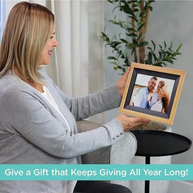 Alt view image 5 of 5 - iHome WiFi Digital Picture Frame Compatible with Frameo App, 32G Digital Photo Frame with Secure Image Sharing for Tabletop or Wall Mount  Oak Wood (IPF1032OW), Welcome to consult