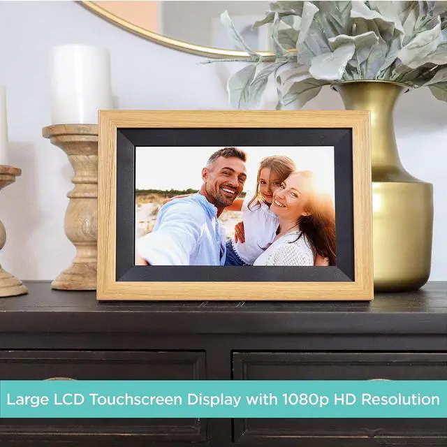 Alt view image 3 of 5 - iHome WiFi Digital Picture Frame Compatible with Frameo App, 32G Digital Photo Frame with Secure Image Sharing for Tabletop or Wall Mount  Oak Wood (IPF1032OW), Welcome to consult