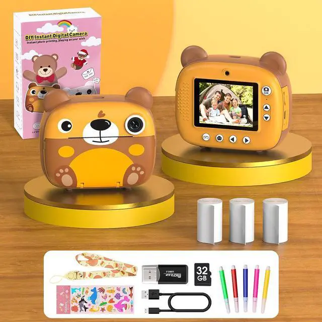 Alt view image 7 of 7 - Kids Instant Camera for 3-12 Years Old Kids Toddlers Childrens Boys Girls Christmas Birthday Gifts 2.0 Inch Screen 12MP / 1080P HD Video Camera Baby Instant Print Digital Camera, Welcome to consult