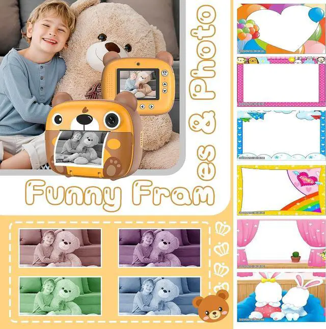 Alt view image 5 of 7 - Kids Instant Camera for 3-12 Years Old Kids Toddlers Childrens Boys Girls Christmas Birthday Gifts 2.0 Inch Screen 12MP / 1080P HD Video Camera Baby Instant Print Digital Camera, Welcome to consult