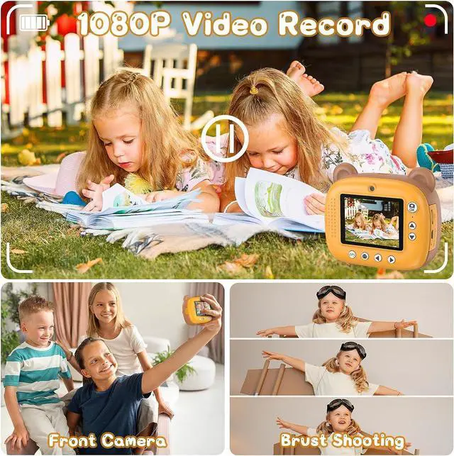 Alt view image 4 of 7 - Kids Instant Camera for 3-12 Years Old Kids Toddlers Childrens Boys Girls Christmas Birthday Gifts 2.0 Inch Screen 12MP / 1080P HD Video Camera Baby Instant Print Digital Camera, Welcome to consult