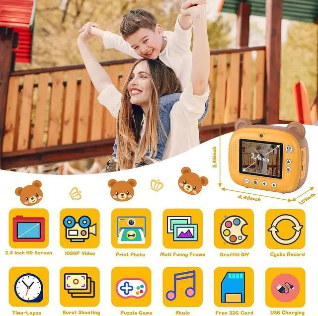Alt view image 2 of 7 - Kids Instant Camera for 3-12 Years Old Kids Toddlers Childrens Boys Girls Christmas Birthday Gifts 2.0 Inch Screen 12MP / 1080P HD Video Camera Baby Instant Print Digital Camera, Welcome to consult