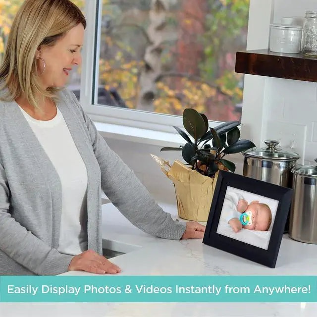 Alt view image 2 of 6 - iHome WiFi Digital Picture Frame Compatible with Frameo App, 32G Digital Photo Frame with Secure Image Sharing for Tabletop or Wall Mount  Black Wood (IPF1032BW), Welcome to consult