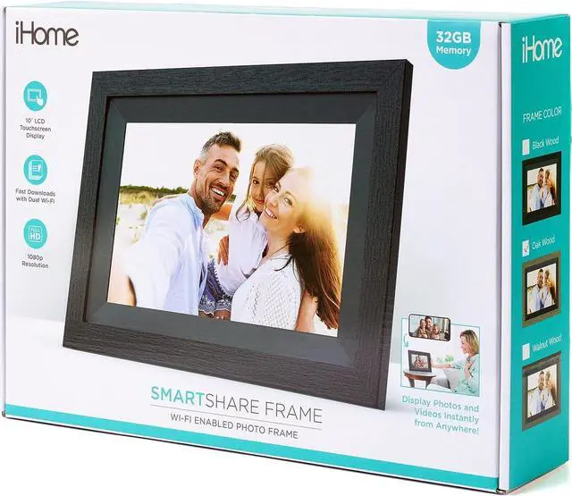 Alt view image 6 of 6 - iHome WiFi Digital Picture Frame Compatible with Frameo App, 32G Digital Photo Frame with Secure Image Sharing for Tabletop or Wall Mount  Black Wood (IPF1032BW), Welcome to consult