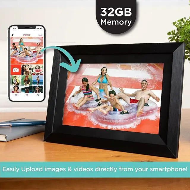 Alt view image 4 of 6 - iHome WiFi Digital Picture Frame Compatible with Frameo App, 32G Digital Photo Frame with Secure Image Sharing for Tabletop or Wall Mount  Black Wood (IPF1032BW), Welcome to consult