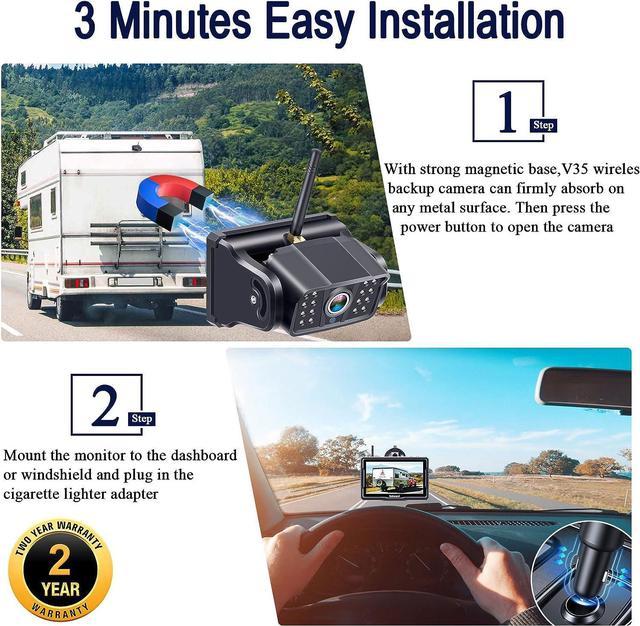 Wireless Magnetic Backup Camera 9600mA Rechargeable For Truck