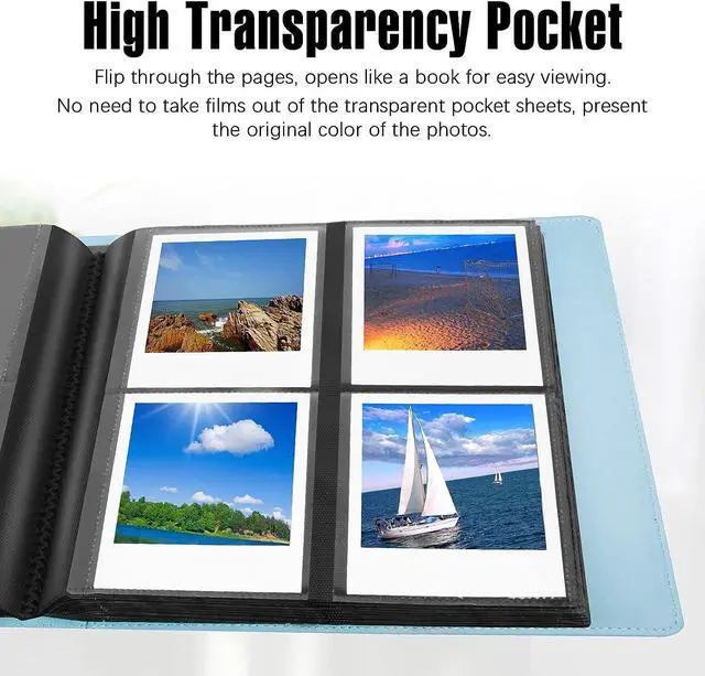 Alt view image 5 of 7 - 192 Pockets Photo Album for Fujifilm Instax Wide 300 Camera, Polaroid 600 i-Type Film Album, Extra Large Picture Albums for Polaroid Now OneStep2 OneStep+ Instant Camera, POP Lab Print Camera (Blue)