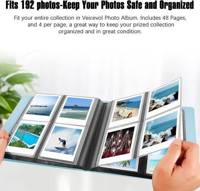 Alt view image 3 of 7 - 192 Pockets Photo Album for Fujifilm Instax Wide 300 Camera, Polaroid 600 i-Type Film Album, Extra Large Picture Albums for Polaroid Now OneStep2 OneStep+ Instant Camera, POP Lab Print Camera (Blue)