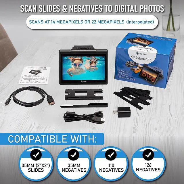 Alt view image 2 of 6 - ClearClick Virtuoso 3.0 (Third Generation) 22MP Film & Slide Scanner (35mm, 110, 126) with Large 7" LCD Screen - Convert Slides and Negatives to Digital Photos, Welcome to consult