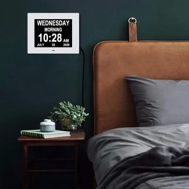 Alt view image 6 of 6 - ybest 7 Inch Extra Large Non-Abbreviated Day Date & Month Digital Day Calendar Clock with Auto-Dimming 8 Alarm Reminders Dementia Clocks for Senior Elderly impaired Vision, Welcome to consult