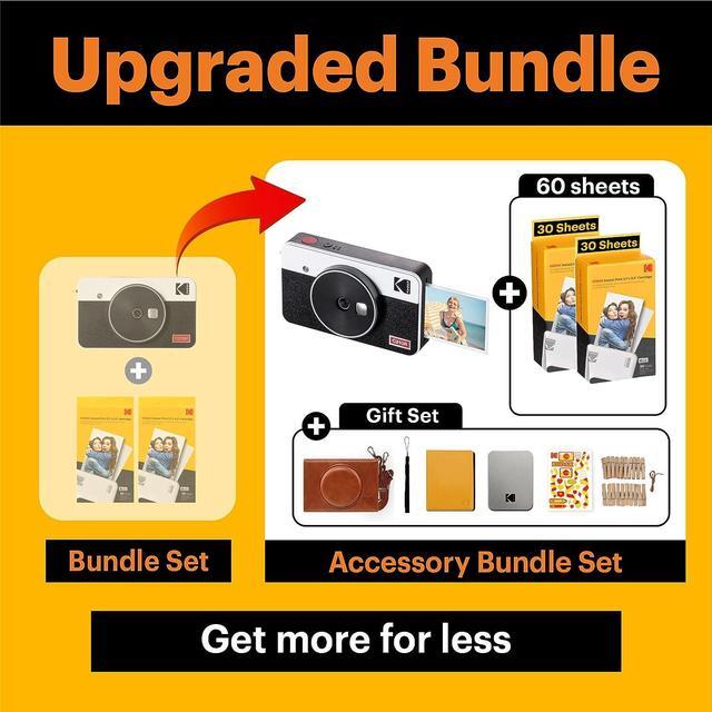 Alt view image 3 of 7 - KODAK Mini Shot 2 Retro 4PASS 2-in-1 Instant Digital Camera and Photo Printer (2.1x3.4 inches) + 68 Sheets Gift Bundle, White, Welcome to consult