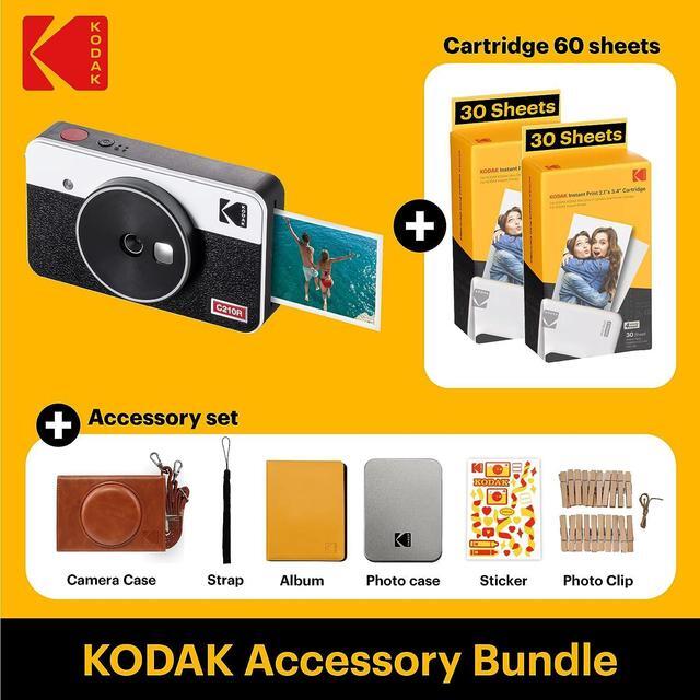 Alt view image 2 of 7 - KODAK Mini Shot 2 Retro 4PASS 2-in-1 Instant Digital Camera and Photo Printer (2.1x3.4 inches) + 68 Sheets Gift Bundle, White, Welcome to consult