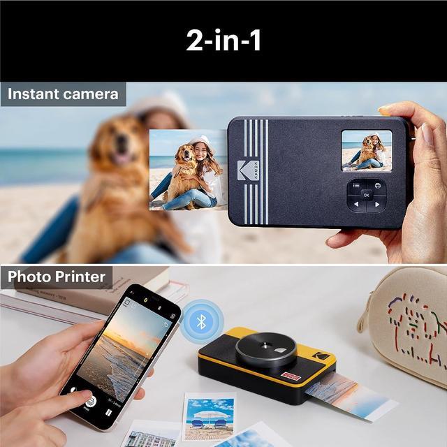 Alt view image 6 of 7 - KODAK Mini Shot 2 Retro 4PASS 2-in-1 Instant Digital Camera and Photo Printer (2.1x3.4 inches) + 68 Sheets Gift Bundle, White, Welcome to consult