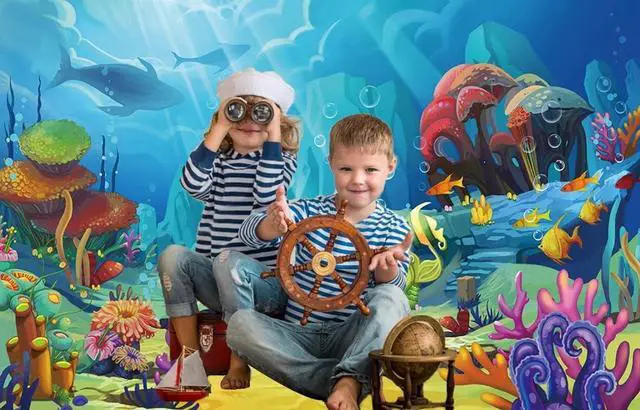 Alt view image 2 of 7 - CHAIYA Under The Sea Backdrop Ocean Little Mermaid Backdrop Background for Under The Sea Theme Baby Shower Photo Booth Banner Party Cake Table Decoration 10x8ft 109, Welcome to consult