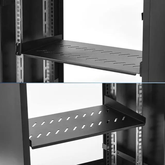 Alt view image 4 of 7 - 1U Server Rack Shelf Rack Mount Tray 10" Deep for 19" Network Cabinet and Equipment Rack Universal Vented Rackmount Shelf Mounting Tray -1U,10" DeepWeight Capacity 50lbBlack