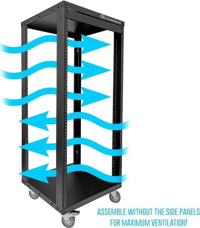 Alt view image 5 of 7 - AxcessAbles RK 22U Rack-Mount Cabinet Case w/Caster Wheels (Compatible with US 5mm & European 6mm Rack Standards.) Rack for AV, DJ, Home Theater, Network, Server, Computer, Electronics