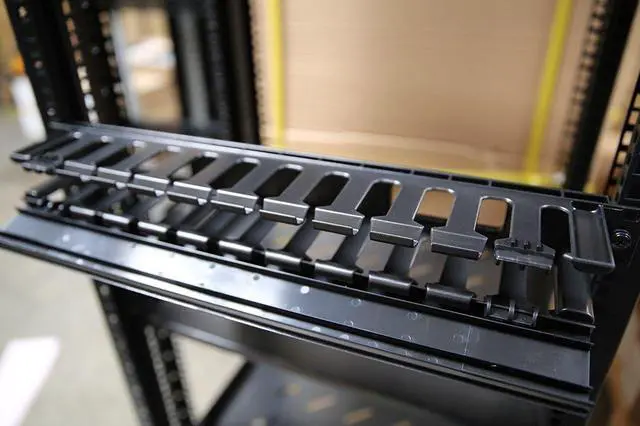 Alt view image 3 of 3 - Raising Electronics 1U Horizontal Rack Mount Cable Management Unit with Panel Plastic 19 Rack Mount