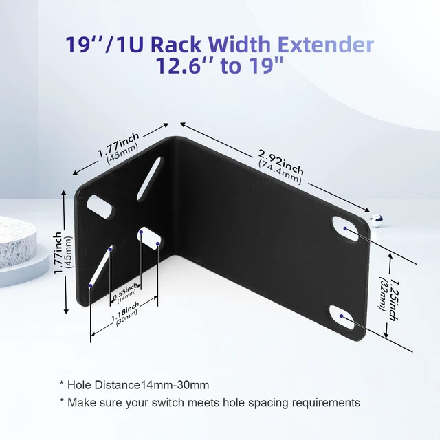 Alt view image 2 of 7 - Rack Mount Kit for 12.6 inch Switches, Adjustable Rack Ears for Netgear, Cisco, D-Link, TRENDnet and Dell Products, Mount 12.6" Wide to 19" Equipment, Adjustable Hole Distance 14-30mm