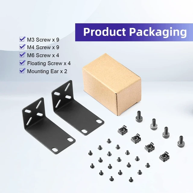 Alt view image 5 of 7 - Rack Mount Kit for 12.6 inch Switches, Adjustable Rack Ears for Netgear, Cisco, D-Link, TRENDnet and Dell Products, Mount 12.6" Wide to 19" Equipment, Adjustable Hole Distance 14-30mm