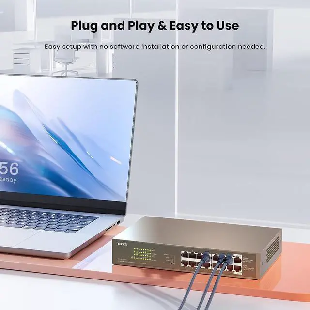 Alt view image 4 of 7 - Tenda TEG1116P, 16 Port PoE Switch Gigabit with 16 x PoE+ @ 150W, Unmanaged Desktop/ Rackmount PoE Switch 16 Port, Plug & Play, Fan-less Metal Design, Easy Smart, Limited Lifetime Protection