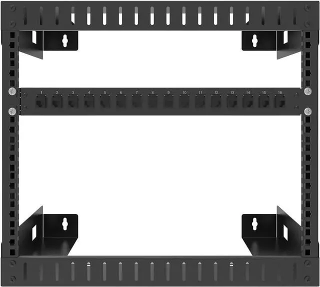 Alt view image 4 of 7 - Jingchengmei 16-Port 1U Hinged Rack Blank Patch Panel for Keystone Jack Cat.6 or Cat.5E, 19" Rackmount (H1UKS16H, Black)