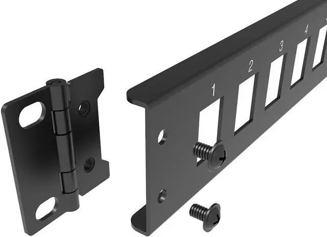 Alt view image 6 of 7 - Jingchengmei 16-Port 1U Hinged Rack Blank Patch Panel for Keystone Jack Cat.6 or Cat.5E, 19" Rackmount (H1UKS16H, Black)